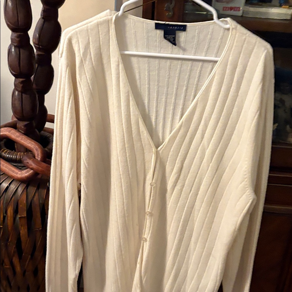 Venezia Cream Ribbed Cardigan